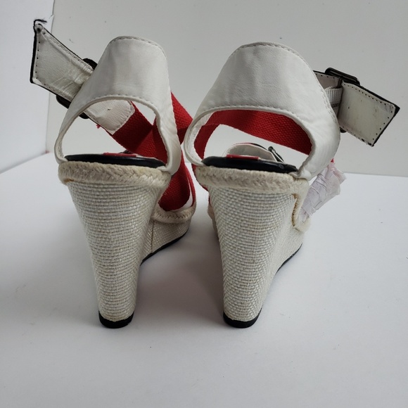 Red White Slingback Open Toe sz 9 Platform - Picture 4 of 8